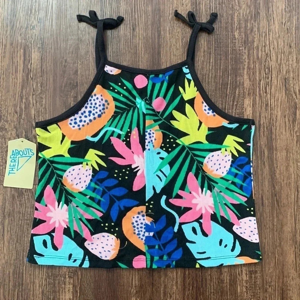 Girls Thereabouts Tropical Print Tank Top Medium